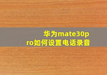 华为mate30pro如何设置电话录音