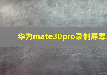 华为mate30pro录制屏幕