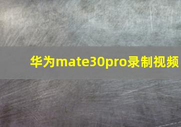 华为mate30pro录制视频