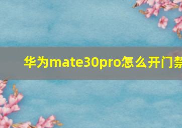 华为mate30pro怎么开门禁