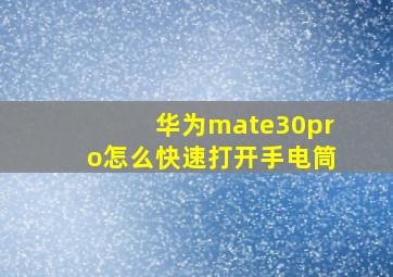 华为mate30pro怎么快速打开手电筒