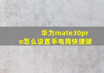 华为mate30pro怎么设置手电筒快捷键