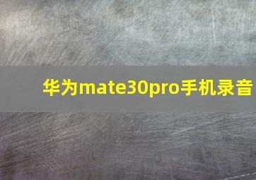 华为mate30pro手机录音