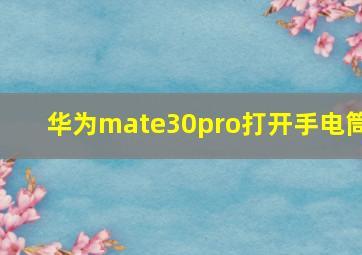 华为mate30pro打开手电筒