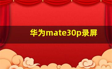 华为mate30p录屏