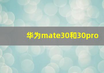 华为mate30和30pro