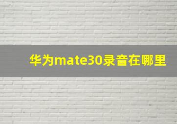 华为mate30录音在哪里