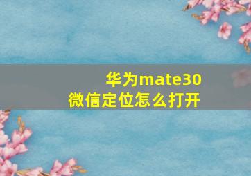 华为mate30微信定位怎么打开