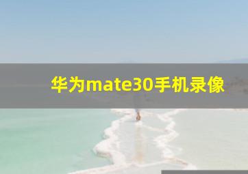 华为mate30手机录像