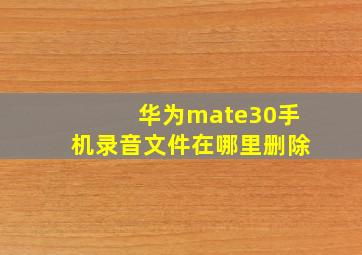 华为mate30手机录音文件在哪里删除