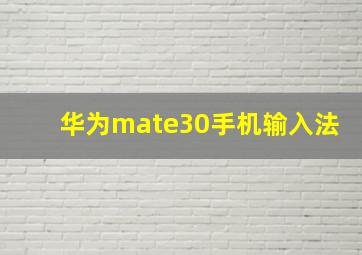 华为mate30手机输入法