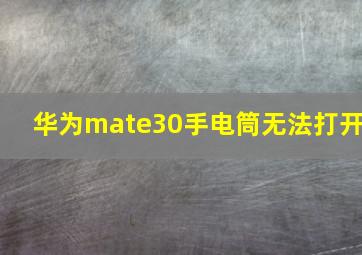 华为mate30手电筒无法打开