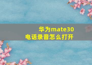 华为mate30电话录音怎么打开