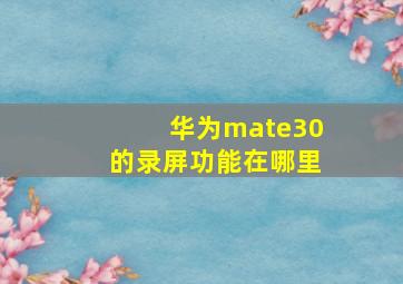 华为mate30的录屏功能在哪里