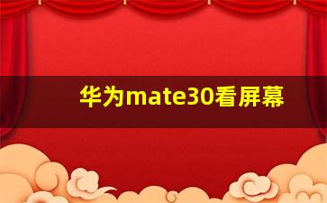 华为mate30看屏幕