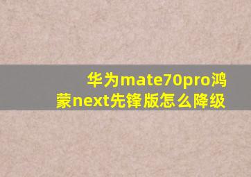 华为mate70pro鸿蒙next先锋版怎么降级