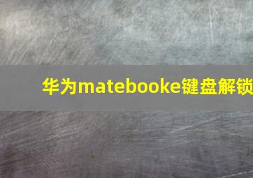 华为matebooke键盘解锁