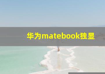 华为matebook独显