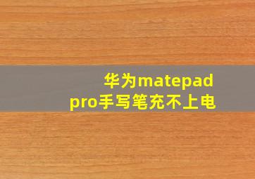 华为matepadpro手写笔充不上电