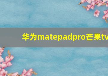 华为matepadpro芒果tv