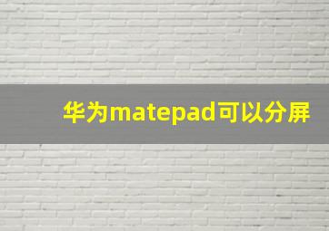 华为matepad可以分屏