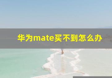 华为mate买不到怎么办