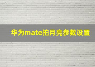 华为mate拍月亮参数设置