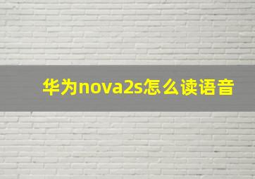 华为nova2s怎么读语音