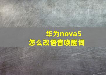 华为nova5怎么改语音唤醒词