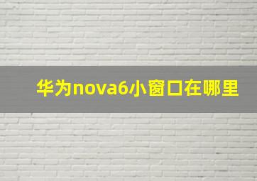 华为nova6小窗口在哪里