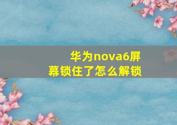 华为nova6屏幕锁住了怎么解锁