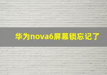 华为nova6屏幕锁忘记了