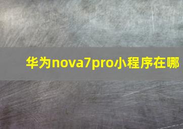 华为nova7pro小程序在哪