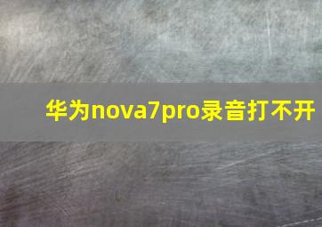 华为nova7pro录音打不开