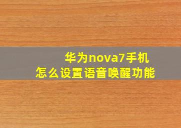 华为nova7手机怎么设置语音唤醒功能