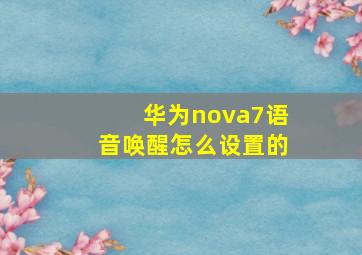 华为nova7语音唤醒怎么设置的