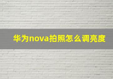 华为nova拍照怎么调亮度