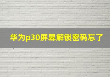 华为p30屏幕解锁密码忘了