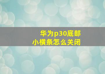 华为p30底部小横条怎么关闭