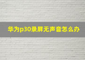 华为p30录屏无声音怎么办