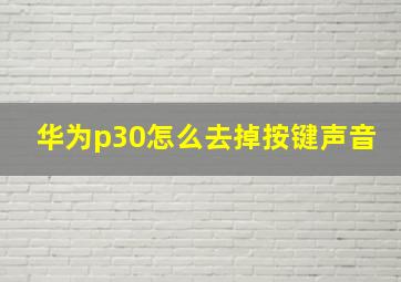 华为p30怎么去掉按键声音