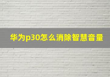 华为p30怎么消除智慧音量