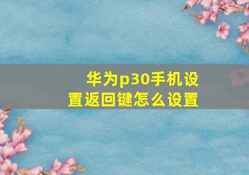 华为p30手机设置返回键怎么设置