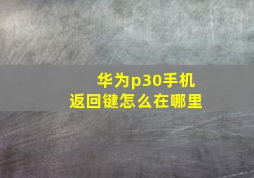 华为p30手机返回键怎么在哪里