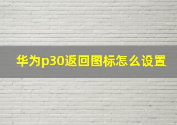 华为p30返回图标怎么设置