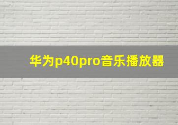 华为p40pro音乐播放器