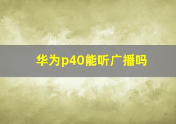 华为p40能听广播吗