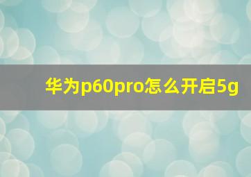 华为p60pro怎么开启5g