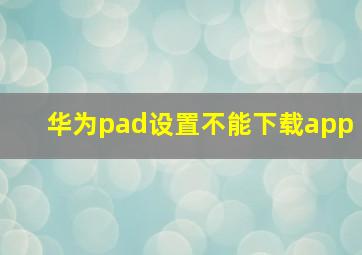 华为pad设置不能下载app