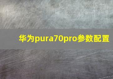 华为pura70pro参数配置